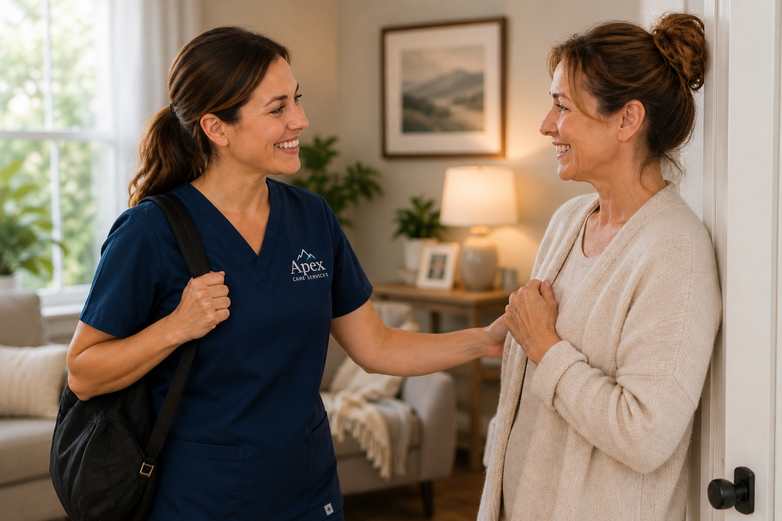 A family caregiver finally resting while a trusted Apex caregiver takes over — why respite matters